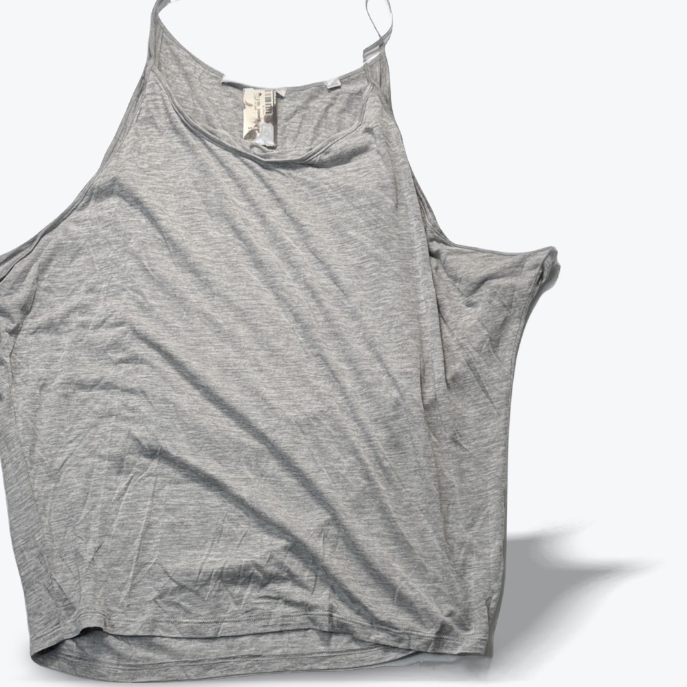 Bella Luxx Tank Top High Neck Halter Spaghetti Straps Draped Flowy XS GRAY NEW